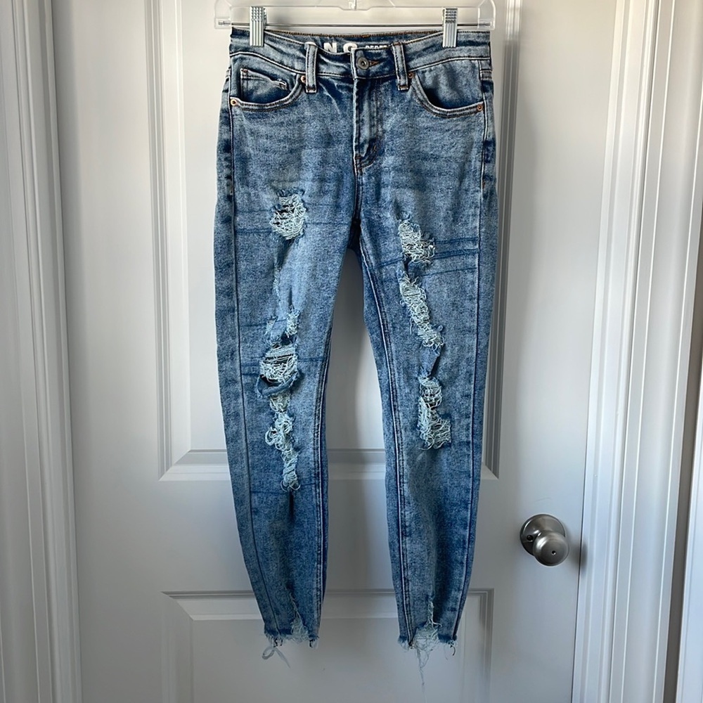 Song Perfect High Rise Skinny Ankle Distressed Raw Hem Jeans size 5/27